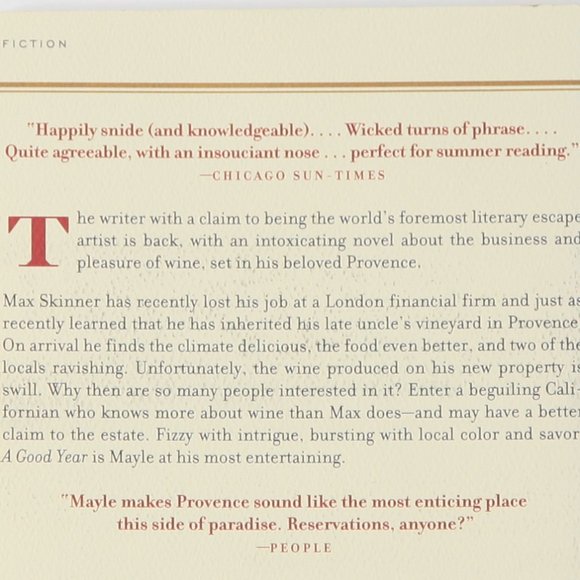 A Good Year a Novel Peter Mayle - National Bestseller - 287 Pages - Softcover - Picture 3 of 4